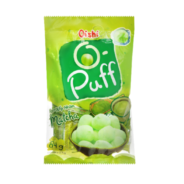 Oishi Puff Matcha Filled Marshmallow Candy Bag 84G