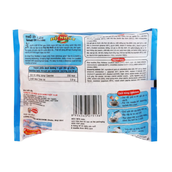 De Nhat Instant Rice Noodles Clam 65g x 30 Bags (3)