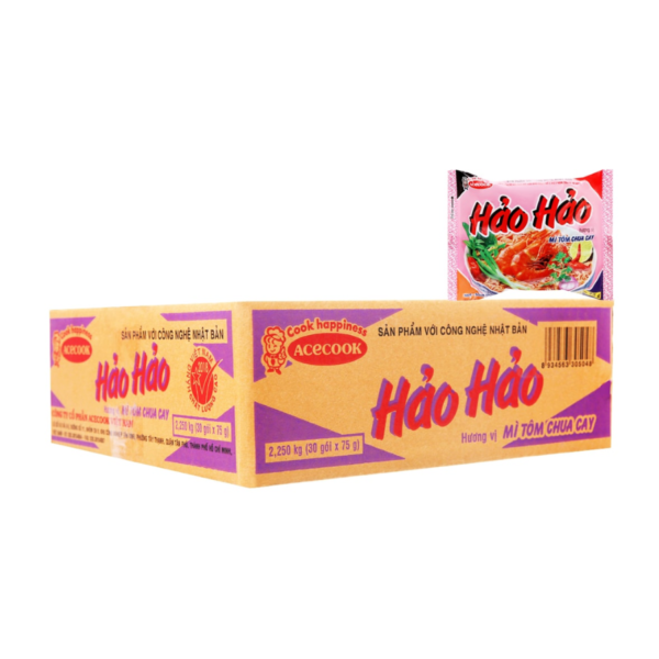 Hao Hao Noodle Hot Sour Shrimp 75g x 30 Bags (Halal) (1)