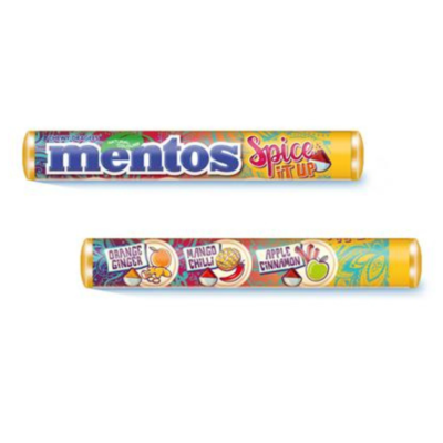 Mentos Spice It Up Mix Fruit (Apple, Mango, Orange) 29.7g x 16 Rolls x 24 Boxes