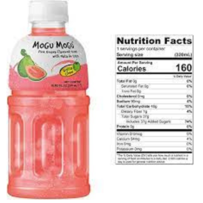 Mogu Mogu Pink Guava Flavored Drink With Natade Coconut 320ml
