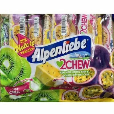 Alpenliebe 2 Chew Passion Fruit Chia Seeds 24.5g x 16 Sticks x 24 Pouches