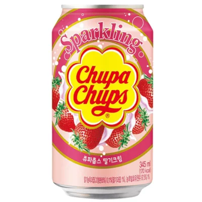 Chupa Chups Sparkling Soft Drink 345ml Strawberry Cream x 24pcs