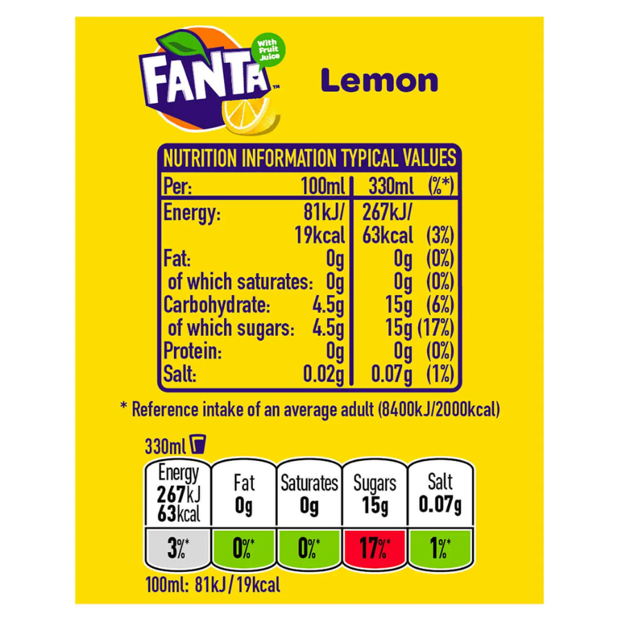 Fanta Lemon 330ml x 24 cans