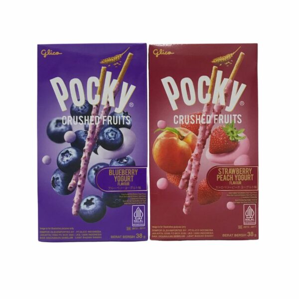 Pocky Crushed Fruit Strawberry and Peach Yoghurt Biscuit Stick 38g