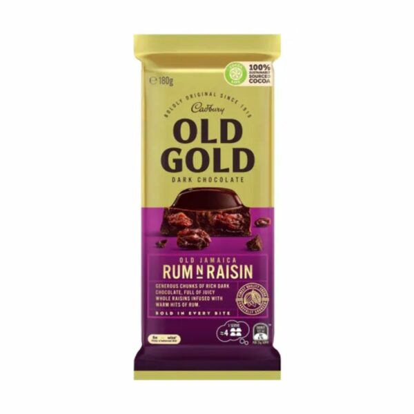 Cadbury Old Gold Dark Chocolate Old Jamaica Rum N Raisin 180gr